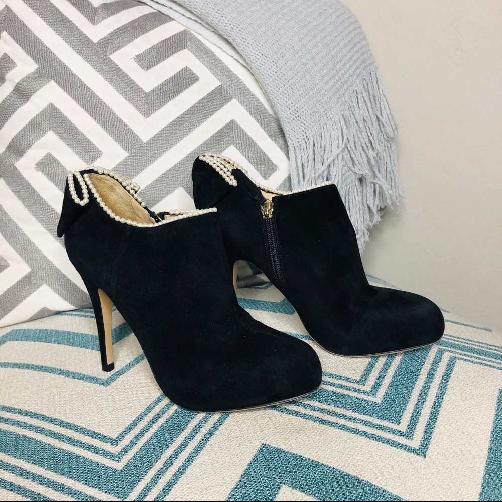 Valentino Suede Pearl Booties Size 36 1/2